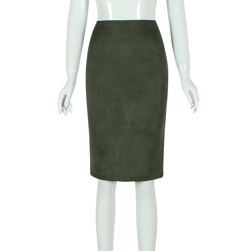 Sexy Women's Suede Elastic High Waist Multi-Color Bodycon Pencil Skirts
