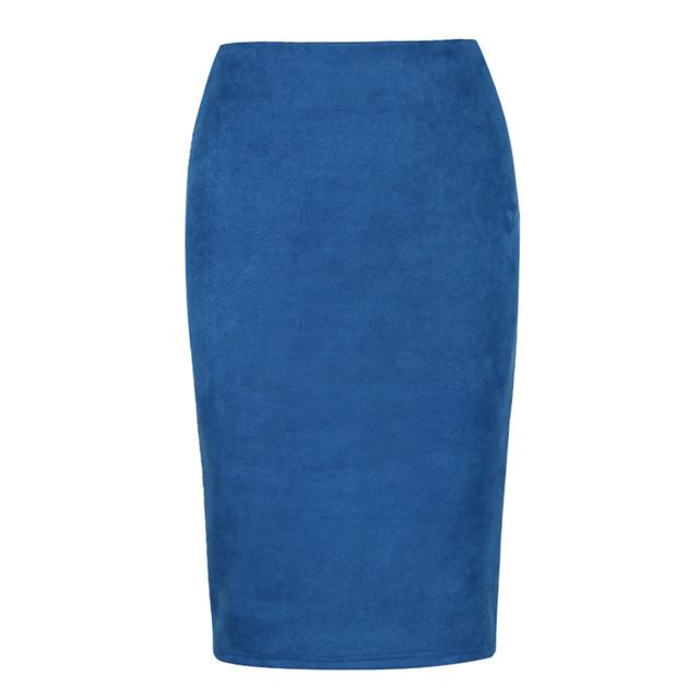 Sexy Women's Suede Elastic High Waist Multi-Color Bodycon Pencil Skirts