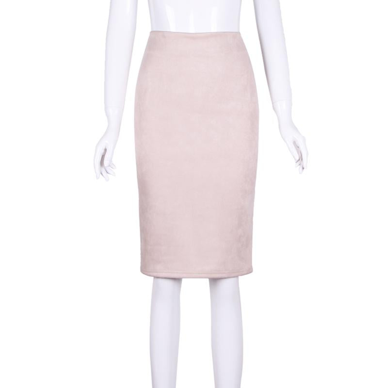 Sexy Women's Suede Elastic High Waist Multi-Color Bodycon Pencil Skirts