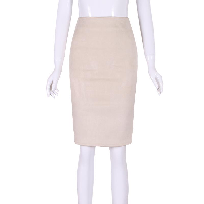 Sexy Women's Suede Elastic High Waist Multi-Color Bodycon Pencil Skirts
