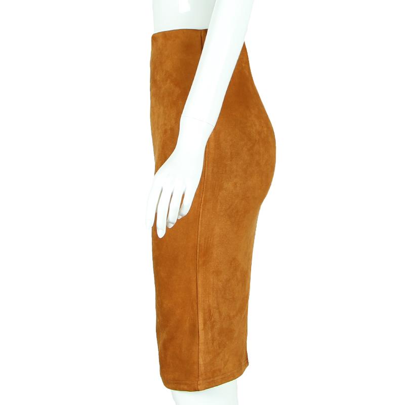 Sexy Women's Suede Elastic High Waist Multi-Color Bodycon Pencil Skirts