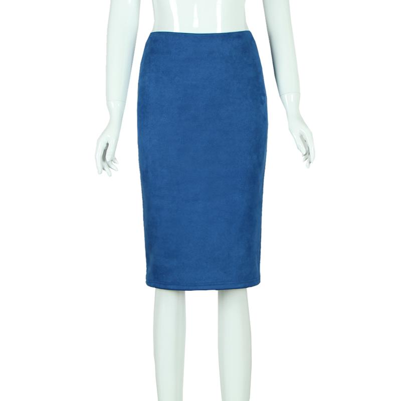 Sexy Women's Suede Elastic High Waist Multi-Color Bodycon Pencil Skirts