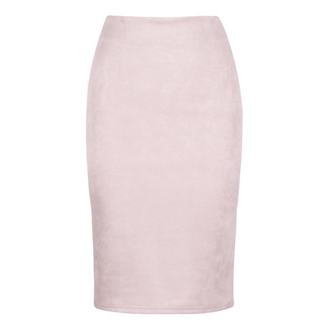 Sexy Women's Suede Elastic High Waist Multi-Color Bodycon Pencil Skirts