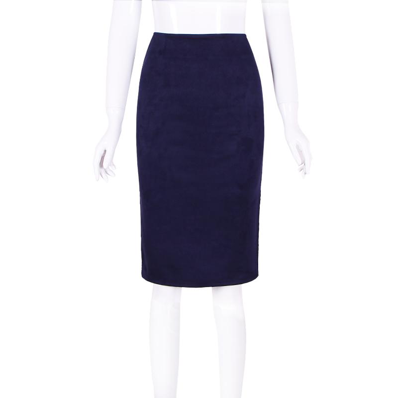 Sexy Women's Suede Elastic High Waist Multi-Color Bodycon Pencil Skirts