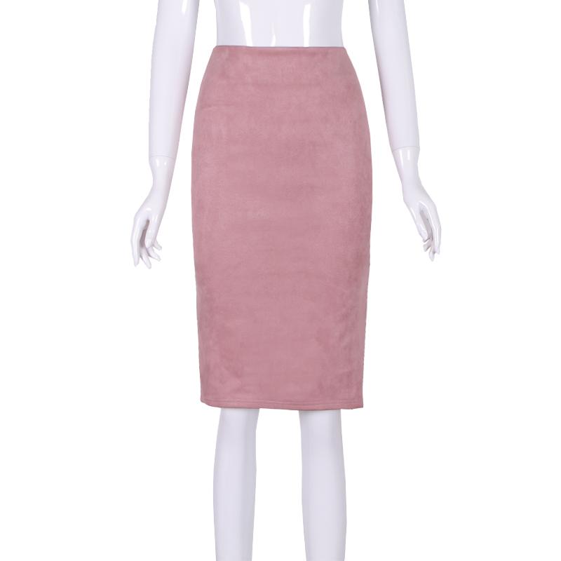 Sexy Women's Suede Elastic High Waist Multi-Color Bodycon Pencil Skirts
