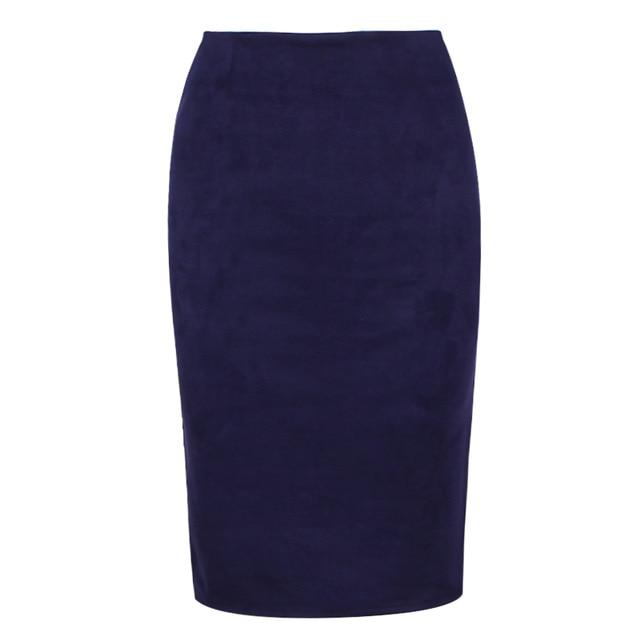 Sexy Women's Suede Elastic High Waist Multi-Color Bodycon Pencil Skirts