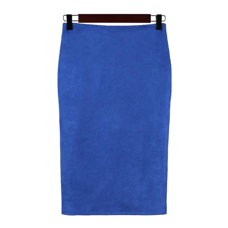 Sexy Women's Suede Elastic High Waist Multi-Color Bodycon Pencil Skirts