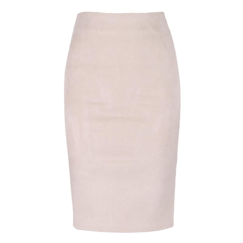 Sexy Women's Suede Elastic High Waist Multi-Color Bodycon Pencil Skirts