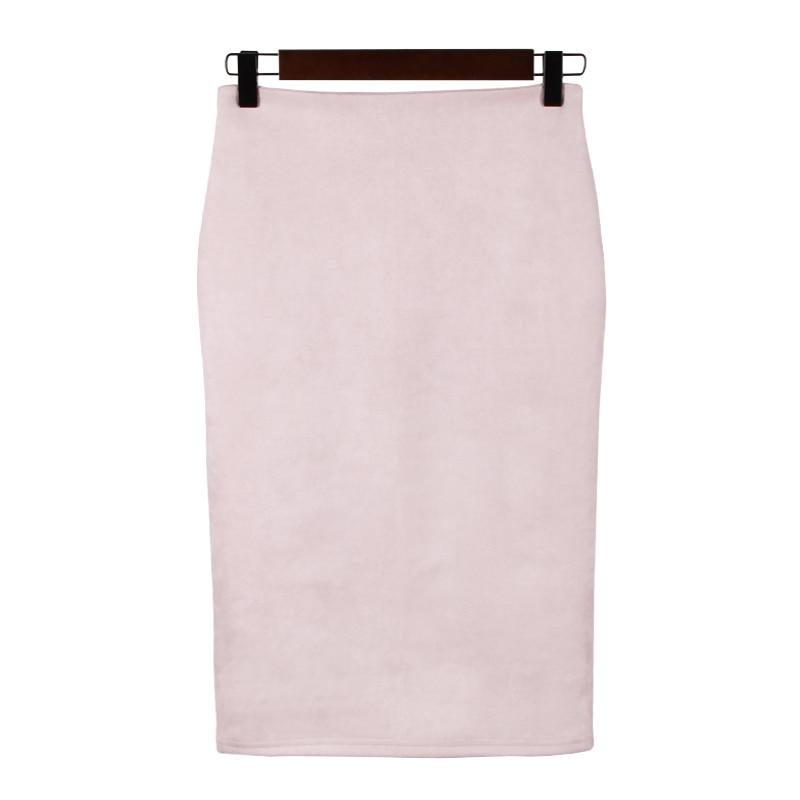 Sexy Women's Suede Elastic High Waist Multi-Color Bodycon Pencil Skirts