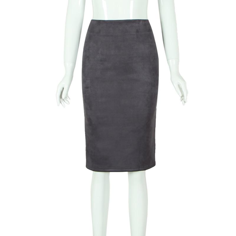 Sexy Women's Suede Elastic High Waist Multi-Color Bodycon Pencil Skirts