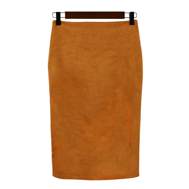 Sexy Women's Suede Elastic High Waist Multi-Color Bodycon Pencil Skirts