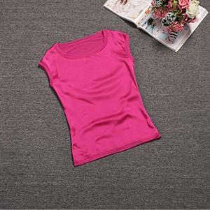 Slim Sleeveless Casual Chiffon Silk Women O Neck Blouses for Summer
