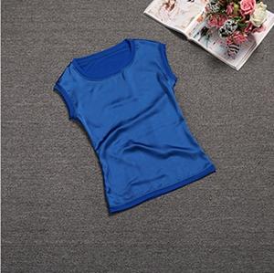 Slim Sleeveless Casual Chiffon Silk Women O Neck Blouses for Summer