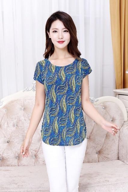 Summer Boat Anchor Printed Silk Casual Top T-Shirt for Women