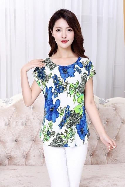 Summer Boat Anchor Printed Silk Casual Top T-Shirt for Women