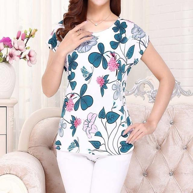 Summer Boat Anchor Printed Silk Casual Top T-Shirt for Women