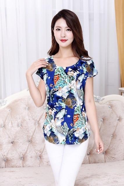 Summer Boat Anchor Printed Silk Casual Top T-Shirt for Women