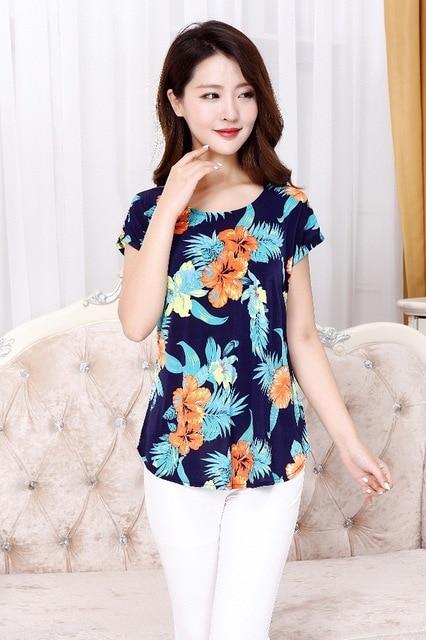 Summer Boat Anchor Printed Silk Casual Top T-Shirt for Women
