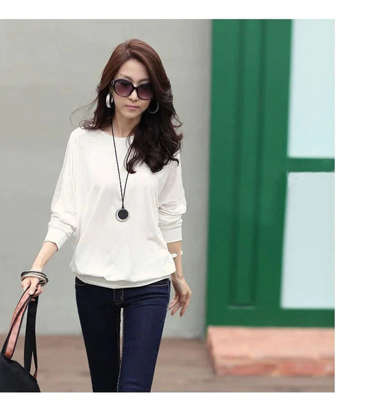 Vintage Plus Size Women’s Korean White Full Sleeved Blouse in Royal Shade on Clearance
