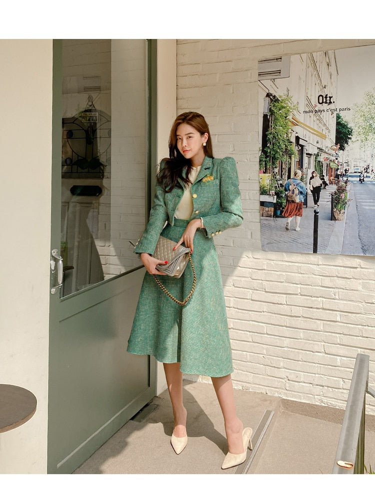 Winter Casual Designer Women's Full Sleeves Elastic Waist Two Piece Set