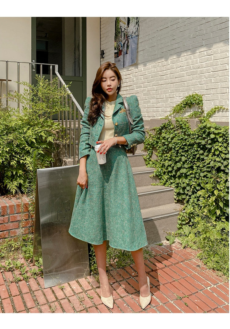 Winter Casual Designer Women's Full Sleeves Elastic Waist Two Piece Set