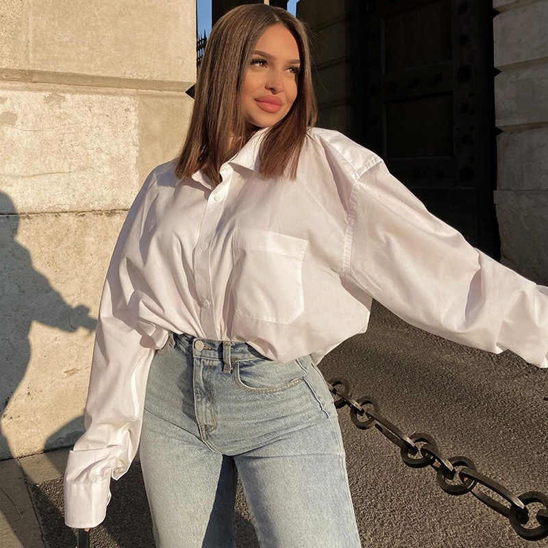 Women's Button Fly Lantern Sleeves Turn Down Collar Loose Shirt Blouse