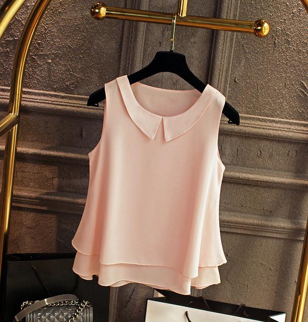 Women's Plus Size S-4XL Loose Sleeveless Chiffon Shirts for Summer Casual