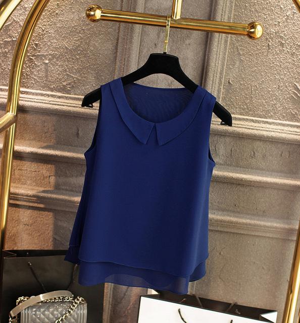 Women's Plus Size S-4XL Loose Sleeveless Chiffon Shirts for Summer Casual