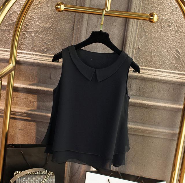 Women's Plus Size S-4XL Loose Sleeveless Chiffon Shirts for Summer Casual