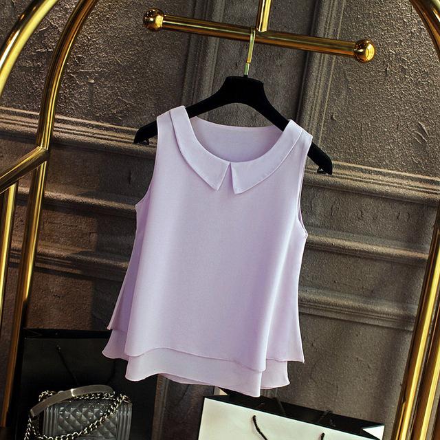 Women's Plus Size S-4XL Loose Sleeveless Chiffon Shirts for Summer Casual