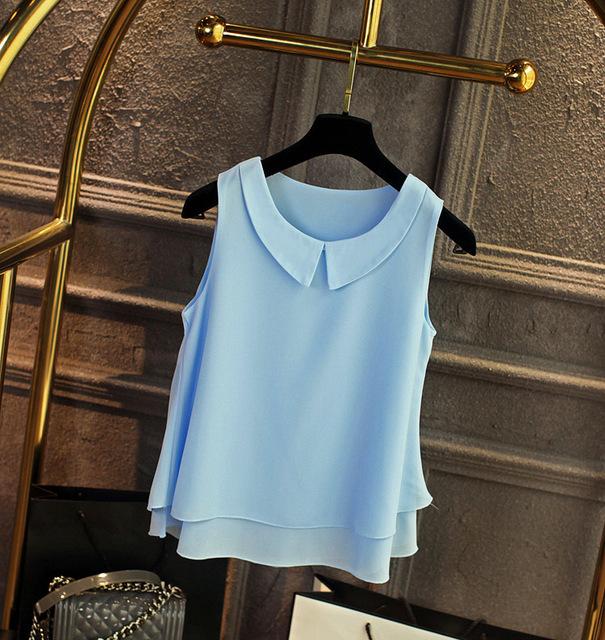 Women's Plus Size S-4XL Loose Sleeveless Chiffon Shirts for Summer Casual