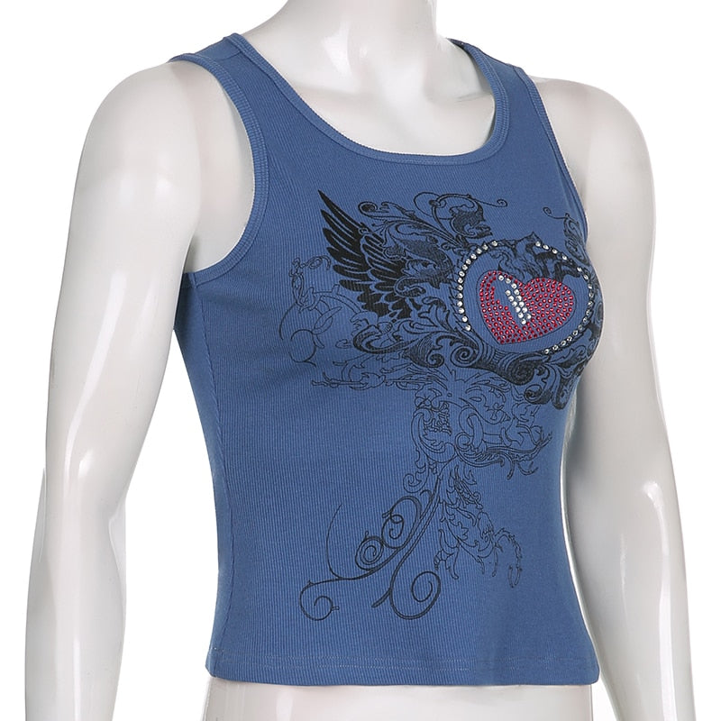 Women's Summer Diamonds Printed Mini Vest Sleeveless Camisoles