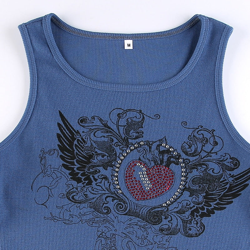 Women's Summer Diamonds Printed Mini Vest Sleeveless Camisoles