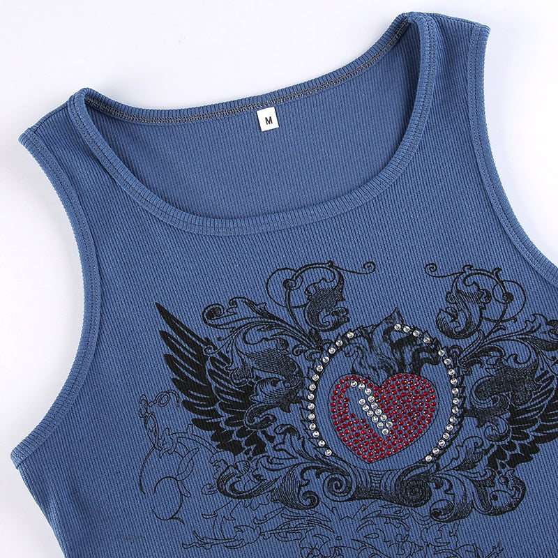 Women's Summer Diamonds Printed Mini Vest Sleeveless Camisoles