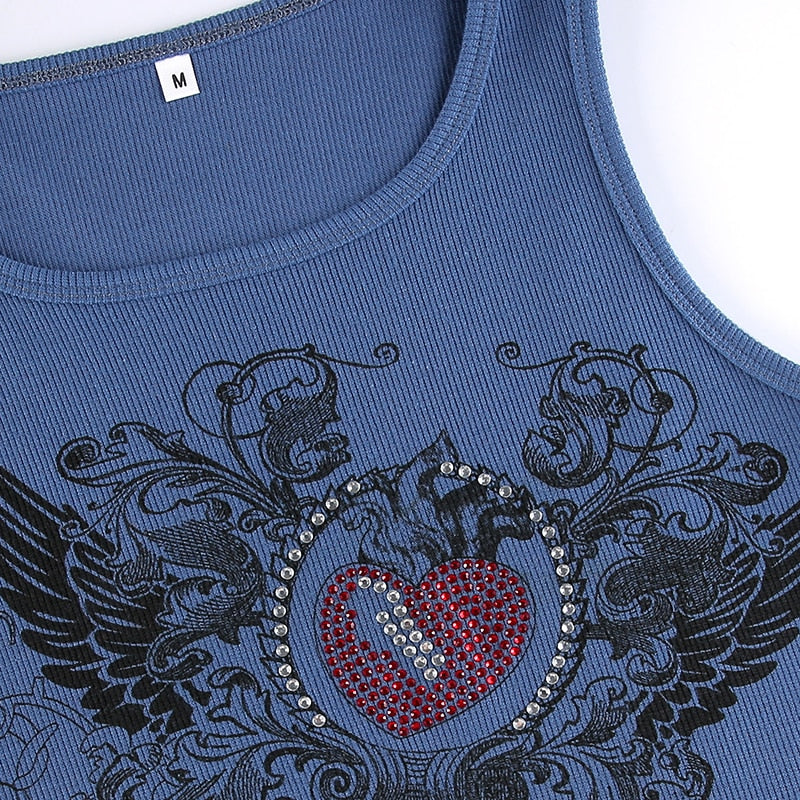 Women's Summer Diamonds Printed Mini Vest Sleeveless Camisoles