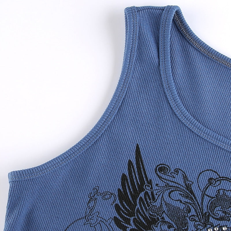Women's Summer Diamonds Printed Mini Vest Sleeveless Camisoles
